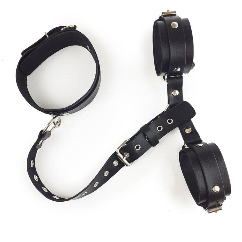 Фіксатори для шиї та рук Art of Sex - Bondage Set з натуральної шкіри, колір чорний Sex Aura Київ - фото 3