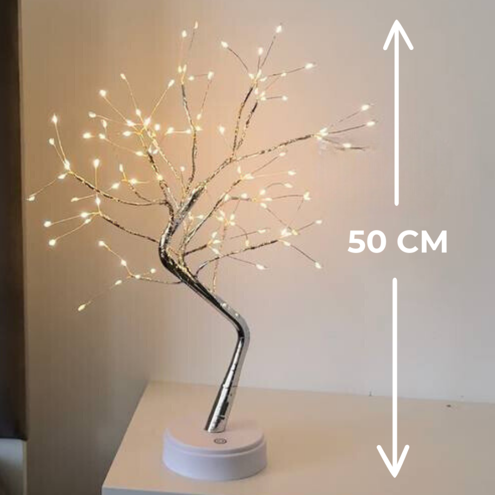 Світильник на батерейках нічник від юсб дерево роса Niki Light дерево бонсай сріблястого кольору теплий білий світильник USB + 3AA Київ - фото 3