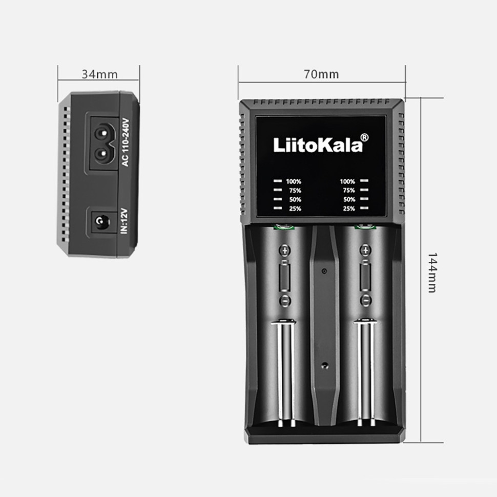 Універсальний зарядний пристрій LiitoKala Lii-PL2 EU на 2 канали + автомобільний кабель Киев - изображение 2