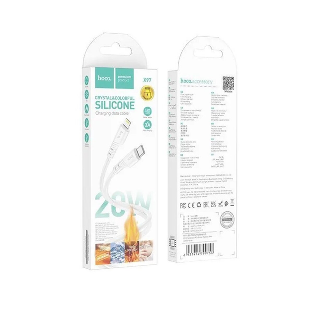 Кабель HOCO X97 силіконовий для зарядки iPhone, білий Київ - фото 5