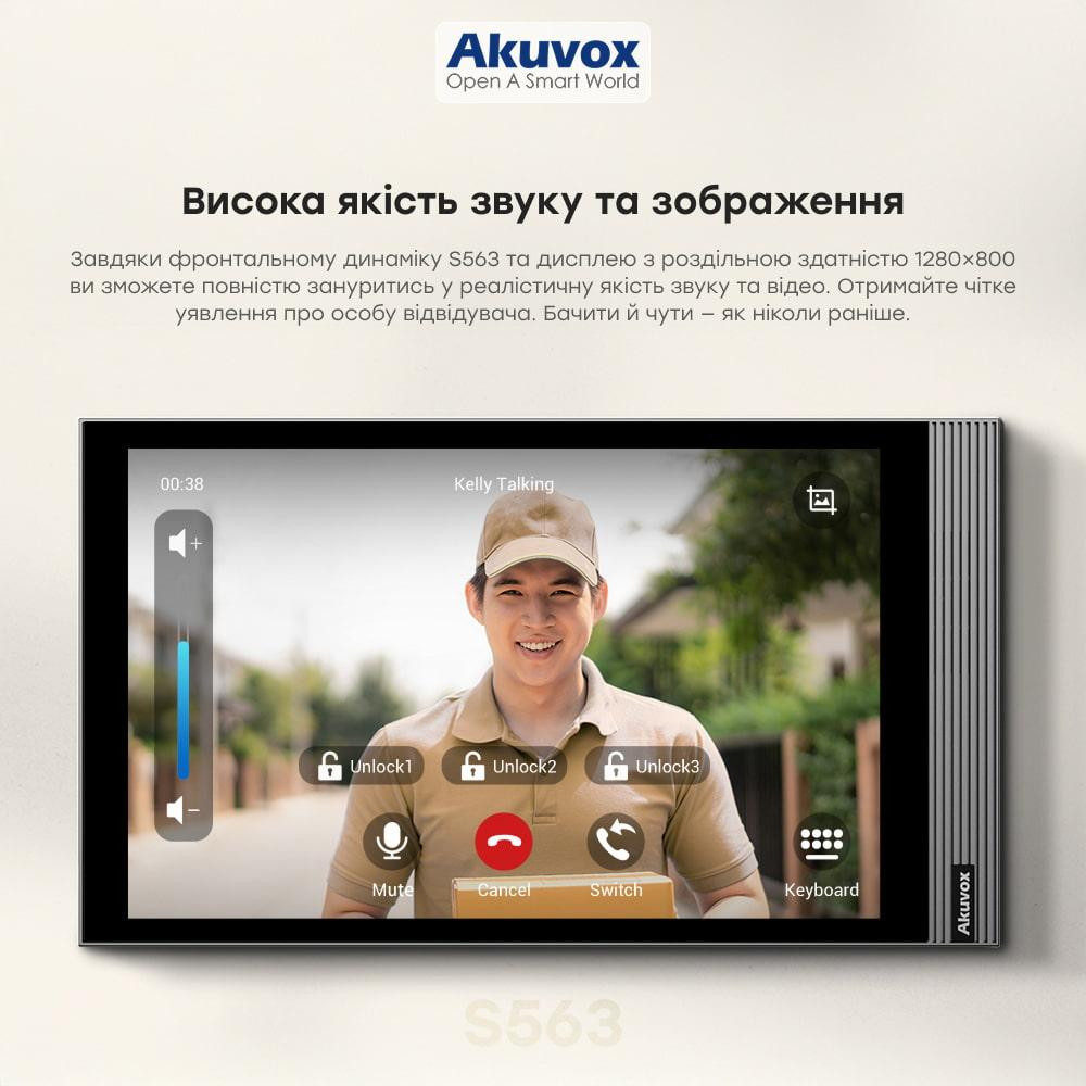 Відеодомофон 8” WiFi Akuvox S563W Black SIP Android з Bluetooth (00-00002332) Киев - изображение 5