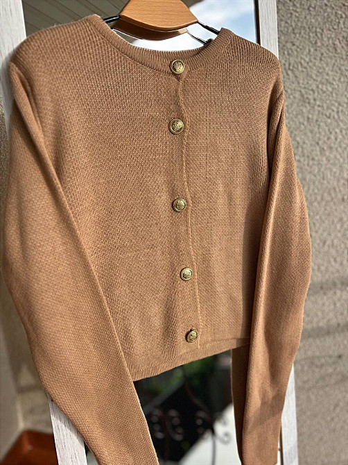 Кардиган женский MIX RAY 6722 золотые пуговицы короткий простой, карамель, one size Киев - изображение 5