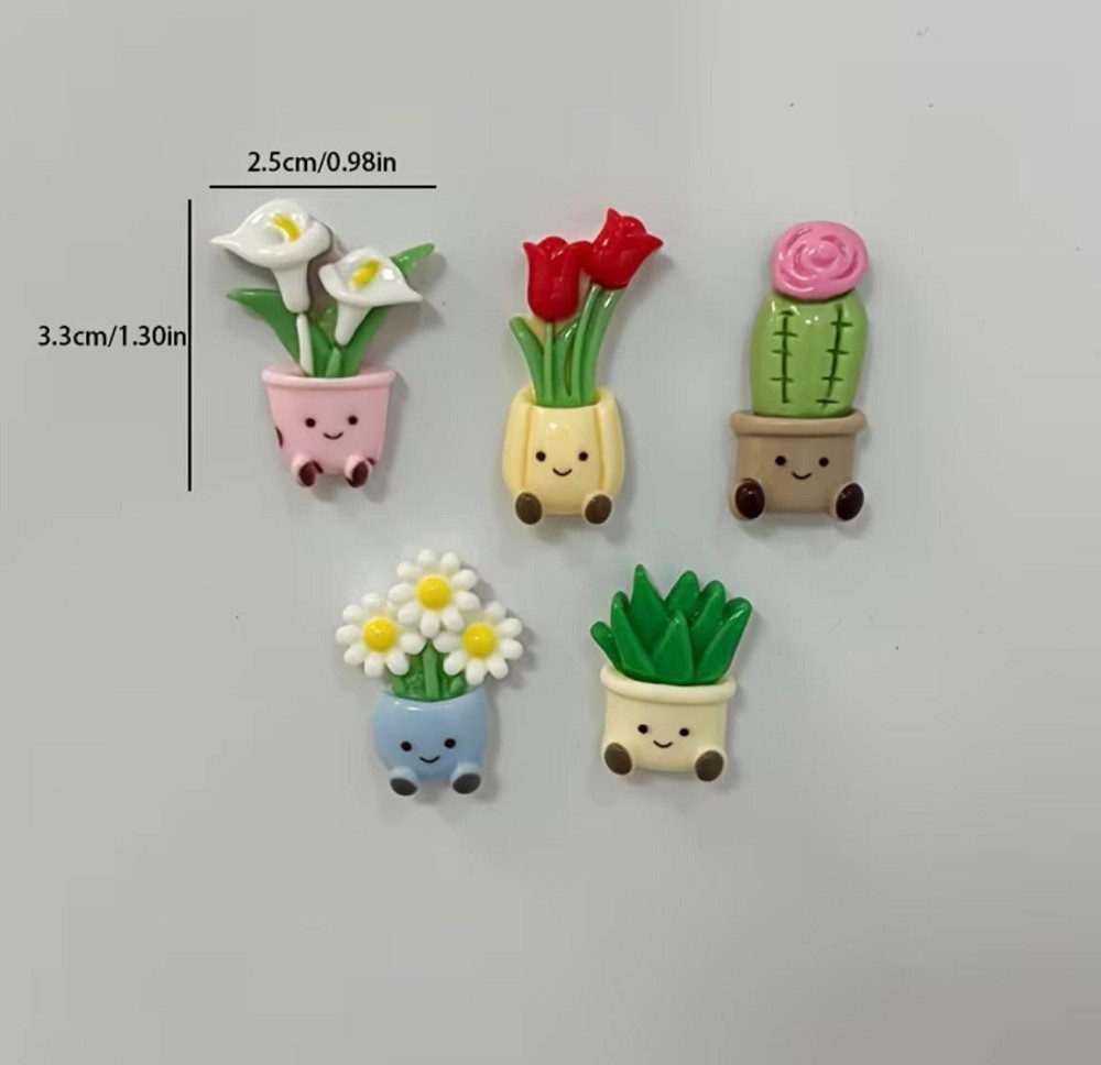 Набор магнитов на холодильник растения в горшках 5 шт декоративные магниты Киев - изображение 4