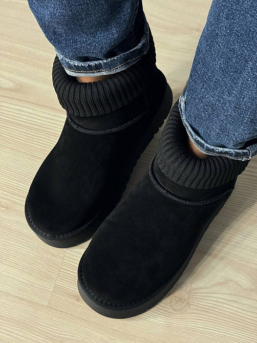 Угги женские Hengji 56-1 с манжетом носком на высокой подошве черные, 36, 23,5 см Киев - изображение 9
