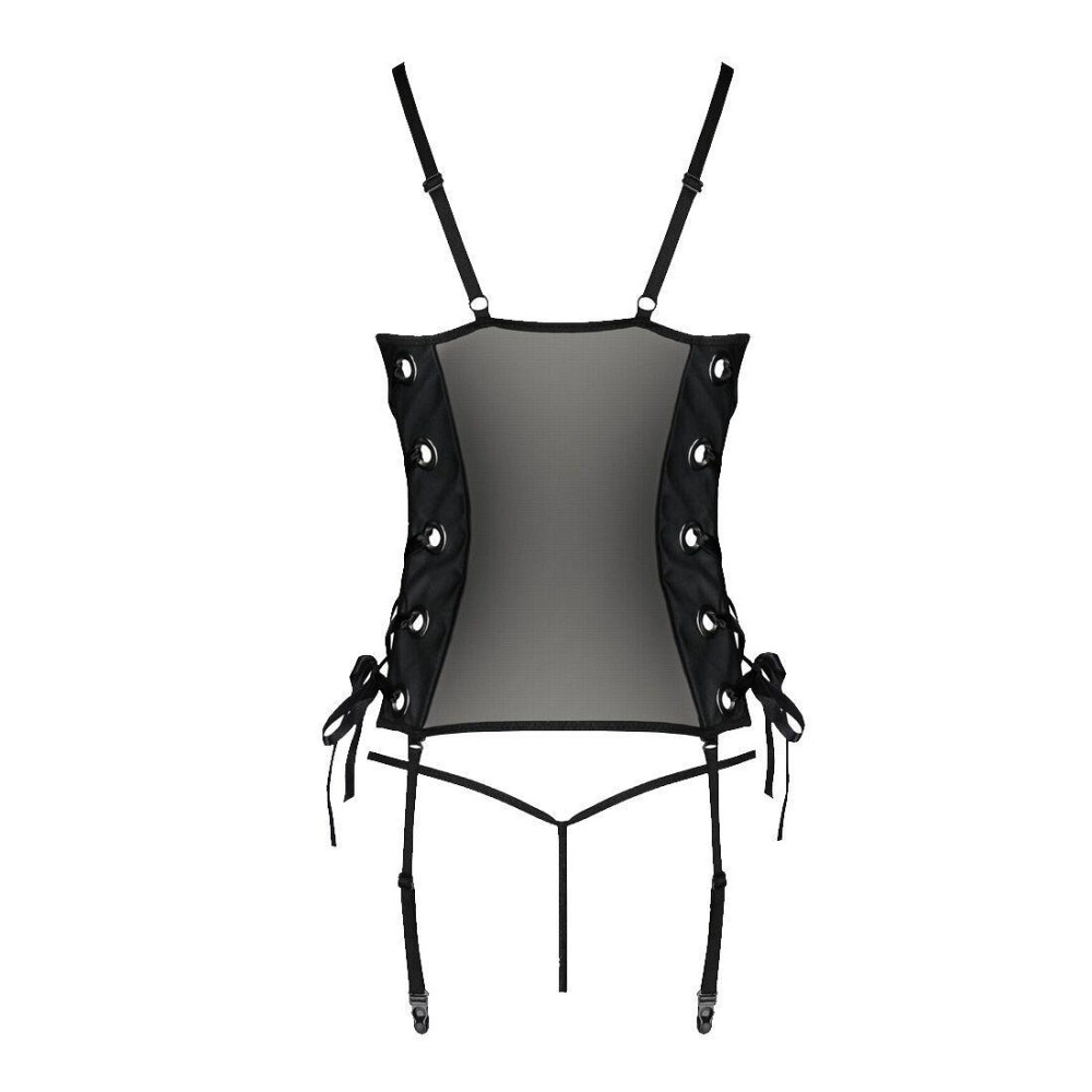 Сетчатый корсет из экокожи Passion MALWIA CORSET 6XL/7XL black, с люверсами и съемными пажами Sex Aura Киев - изображение 4