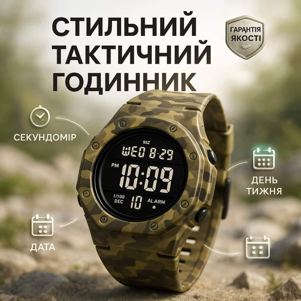 Годинник військовий з офіційною гарантією, Годинник спортивний скмей армійський для ЗСУ CP-87 Львів - фото 5