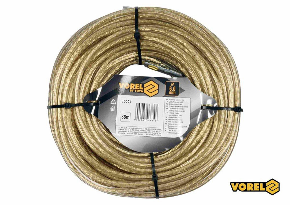 Трос сталевий з наконечниками для пломб VOREL : Ø6 мм x 36 м [12] Одеса - фото 1