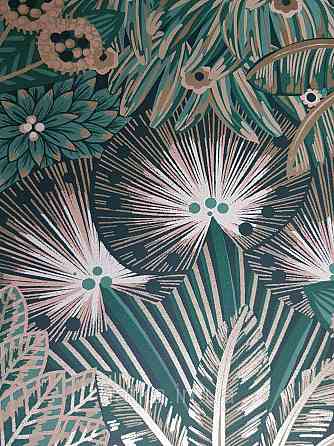 Шпалери флізелінові еко Rasch Sophia 0.53х10 рослинний принт квіти Якоба зелені смарагдові із золотом 3д Київ