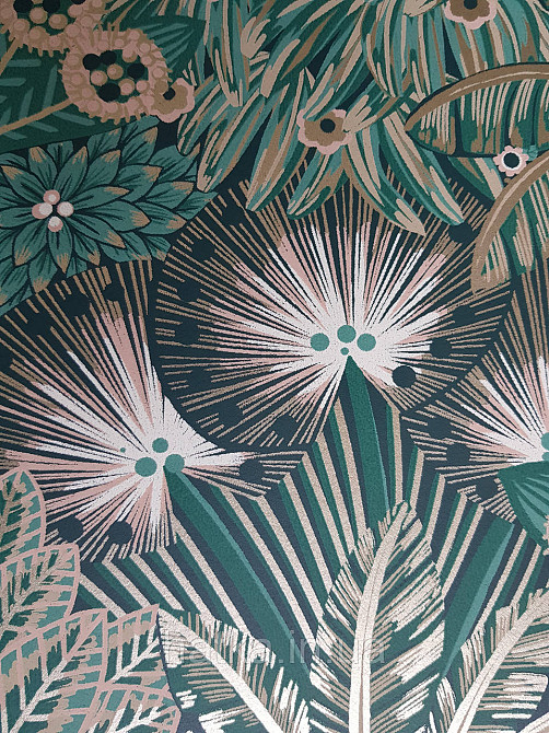 Шпалери флізелінові еко Rasch Sophia 0.53х10 рослинний принт квіти Якоба зелені смарагдові із золотом 3д Київ - фото 4