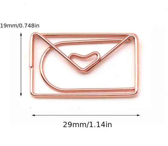 Набор металлических скрепок закладок 10 шт в форме конверта с сердцем, декоративные скрепки для книг и планера Киев
