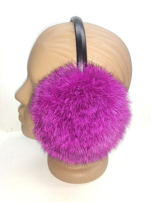 Наушники меховые детские из кролика Темная фуксия Харьков - изображение 1