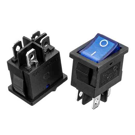 Перемикач Daier KCD1-4-201N, з підсвіткою, ON-OFF, 4pin, 6A 250V, синій Полтава