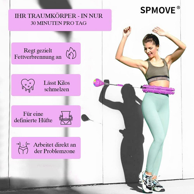 Смарт хулахуп SPMOVE з лічильником для схуднення, 24 секції, масажний обруч 360°, гравітаційна куля  Київ - фото 2