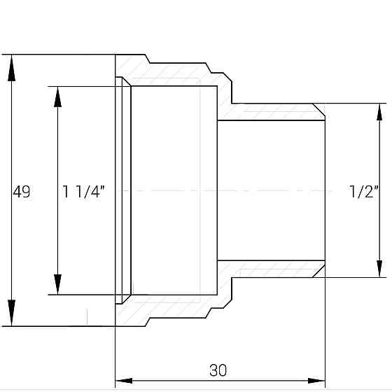 Редукційний перехідник 1 1/4"х 1/2" ВН латунний А0620А Київ