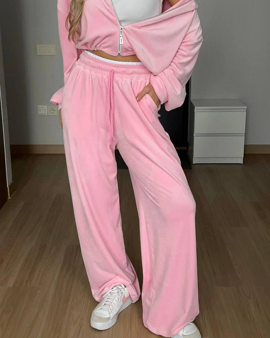 Женский прогулочный костюм двойка: кофта и штаны велюр спорт Барби, 44/46 Одесса - изображение 2