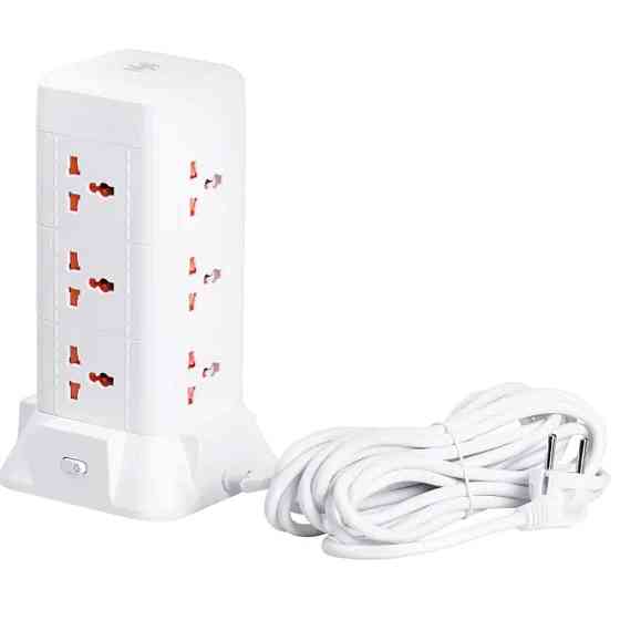 Мережевий фільтр подовжувач 2.8 м з лампою на 9 універсальних розеток з 2 USB, 1 Type-C, бездротова зарядка HP-5-5 Київ