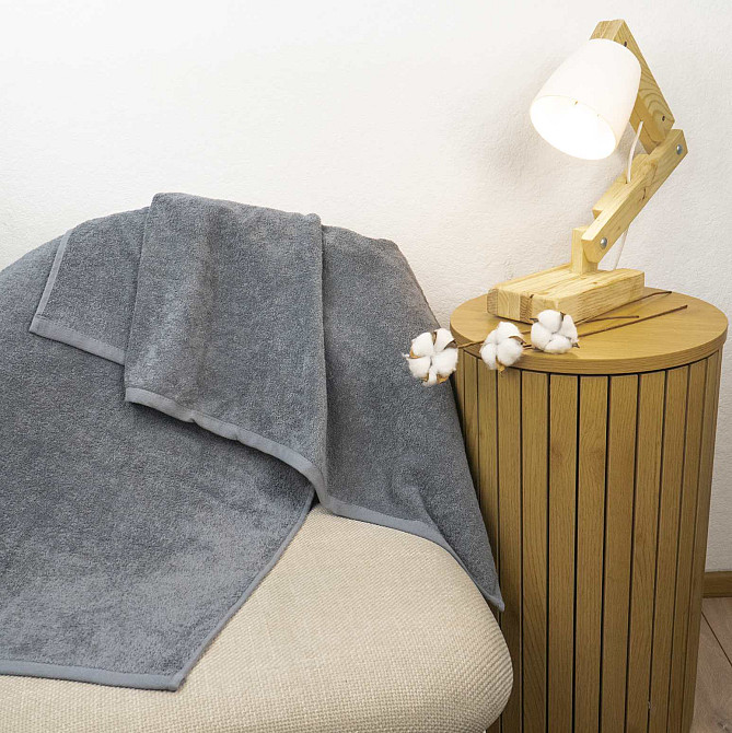 Большое банное полотенце махровое GM Textile 100х150см 400г/м2 (Серый) Сумы - изображение 5