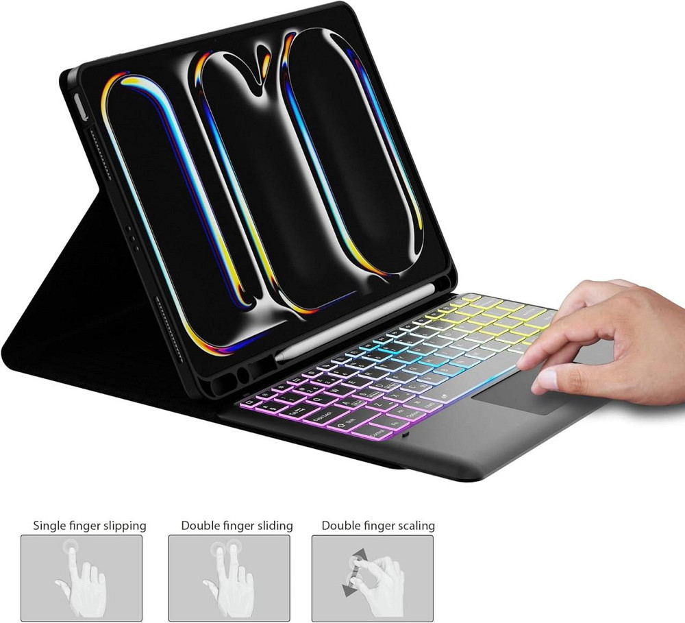 Чохол-клавіатура ROOFEI для iPad Pro 13" M4 2024 (A2926, A3007, A2925), Bluetooth, підсвітка, трекпад, тримач для Apple Pencil Київ - фото 8