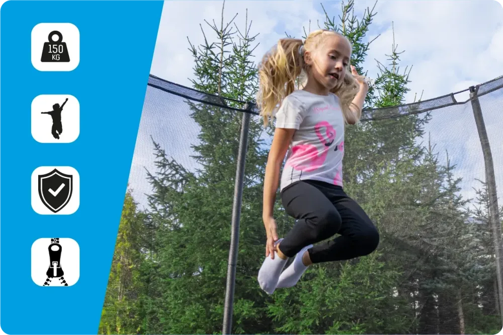 Батут THUNDER INSIDE ELITE з внутрішньою сіткою 8 футів 244 см чорний Київ - фото 5