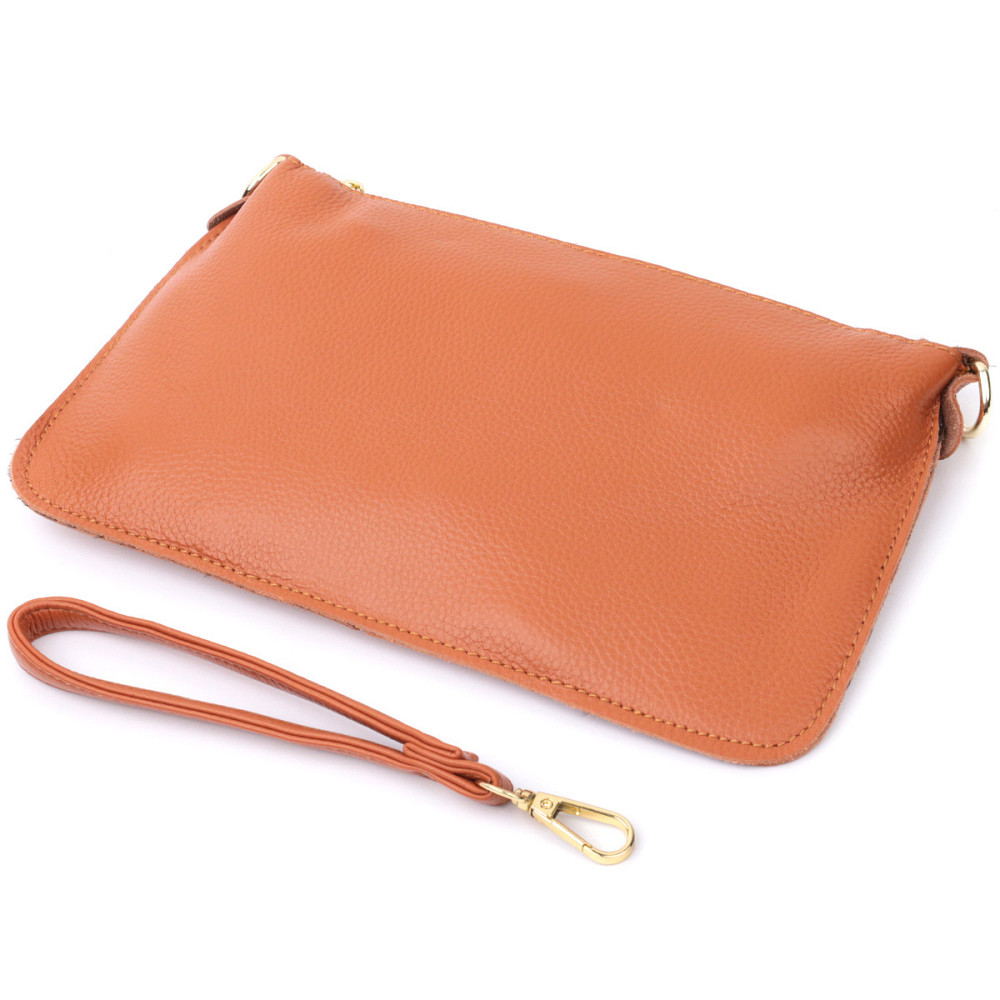 Універсальна жіноча сумка-клатч з двома ременями з натуральної шкіри Vintage 22645 Руда Київ - фото 5