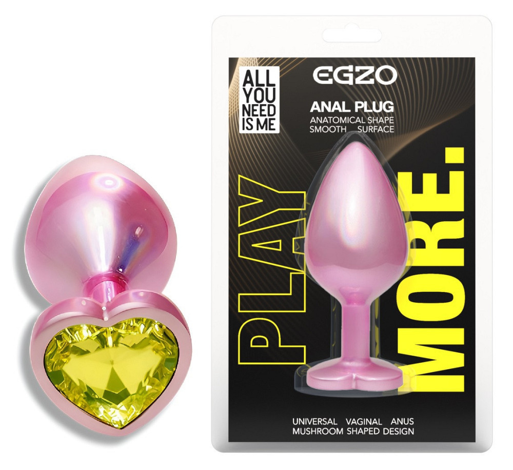 Анальна пробка з кристалом EGZO - Pink Perl Heart Plug Lime, size S Sex Aura Київ - фото 1