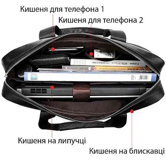 Сумка мужская для ноутбука Черная (Vintage) Киев