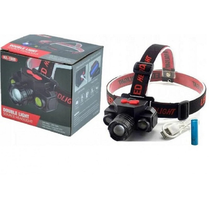 Ліхтарик налобний Bailong KX-1805 COB XPE, функція ZOOM, акумулятор 18650, 4 режими роботи Київ - фото 5
