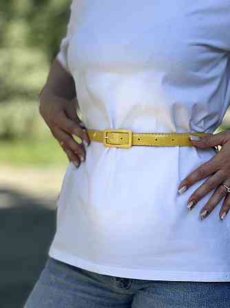 Ремінець лакований вузький "Milano" Жовтий Київ