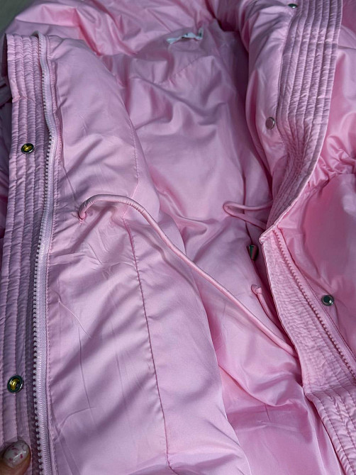 Куртка женская Haiziyuan 8055 глянцевая пуфер удлиненная с утяжкой на талии розовая, розовый, XL Киев - изображение 17