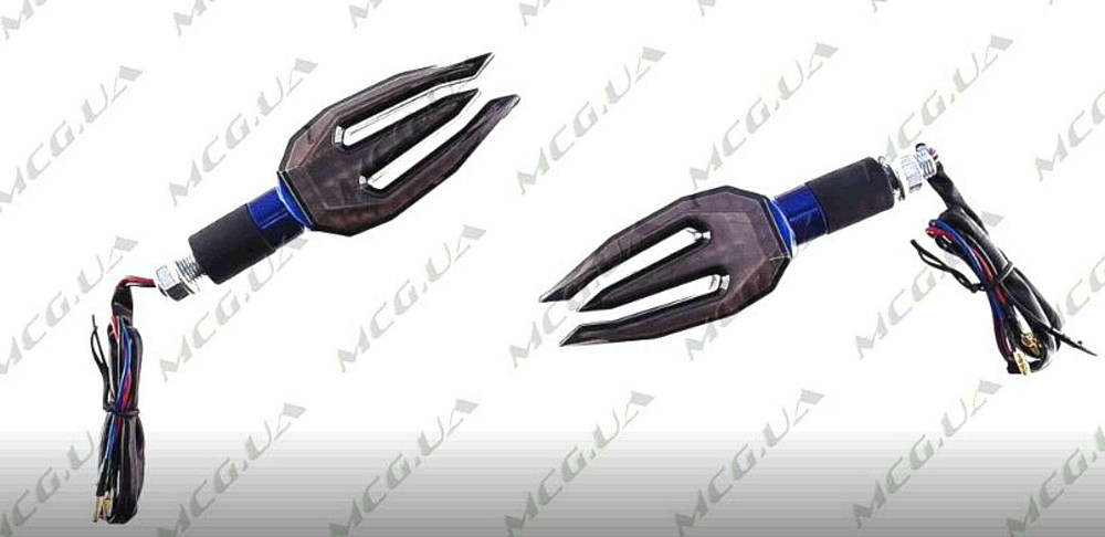 Поворот світлодіодний, тризуб (LED, синій, тюнінг) JS Київ - фото 1