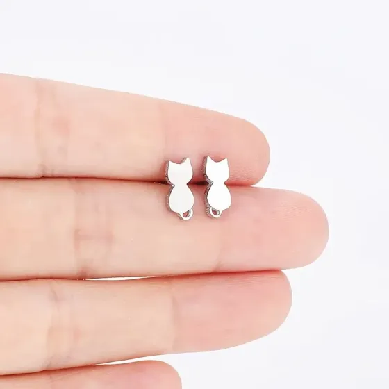 Серьги-гвоздики «Кошки» — набор 3 пары (нержавеющая сталь) Киев