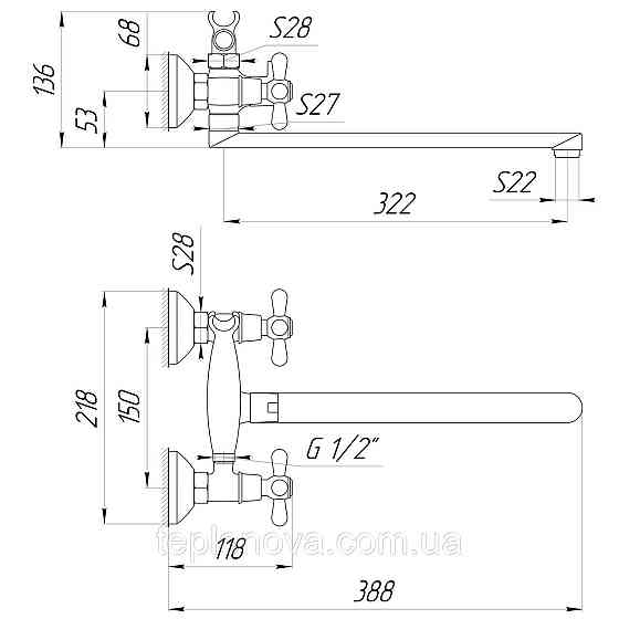 Змішувач для ванни Globus Lux GB-DOMINOX-0316-Euro Чернівці