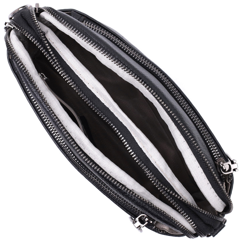 Прямоугольная женская сумка с карманами из натуральной кожи Vintage 22597 Черная Киев - изображение 8