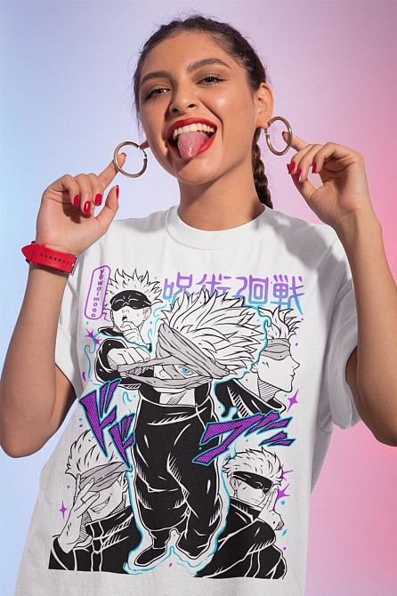 Футболка мужская аниме Магическая битва оверсайз (S/M/L) Черний AnimeJ0504 Днепр - изображение 11