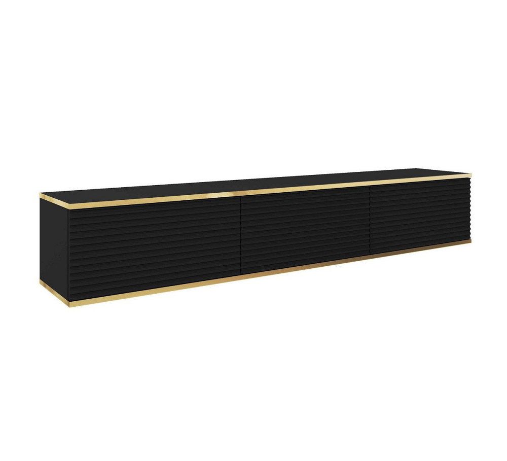 Тумба під телевізор навісна Perfect Home Оро / Oro 3-дверна RTV175 MDF Чорний (PFH-091367) Дніпро - фото 3