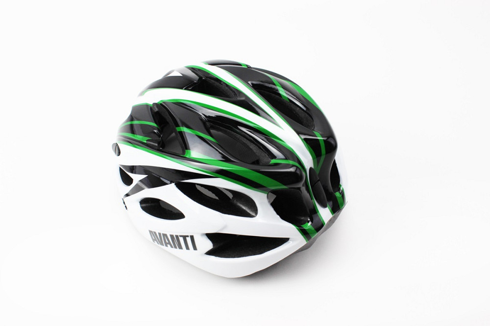 Шолом велосипедний M (54-57 см) знімний козирок, 18 вент. отворів, чорно-біло-зелений AV-01 Київ - фото 2