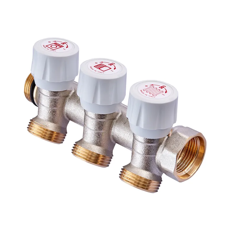 Колектор з регулюючими вентилями на 3 вих. Roho R809-03 - 3/4"x3/4" EK (RO0250) Київ - фото 1