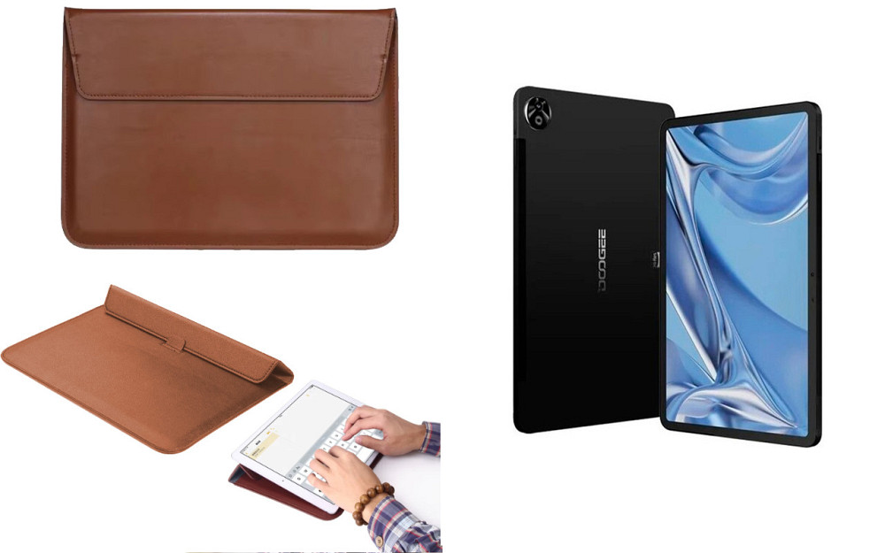Чохол-конверт VitoCase для Doogee T20 Ultra, з функцією підставки для планшета Чорний Коричневий Київ - фото 1