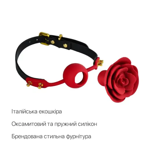 Розкішний кляп у вигляді троянди Zalo - Rose Ball Gag, подвійне використання Львів