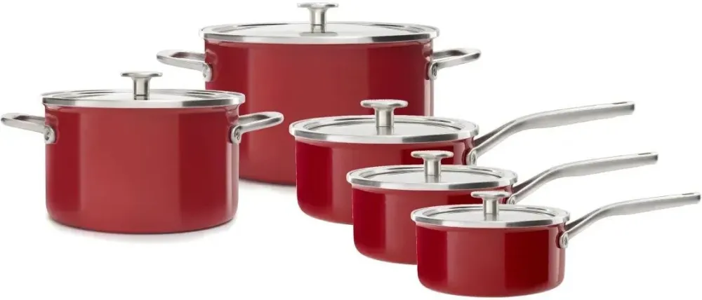 KitchenAid Enamel Набір каструль z pokrywką 10El. Czerwone Київ - фото 1
