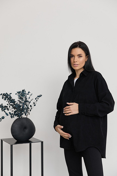 Сорочка вельветова для вагітних та годуючих мам Varna розмір S-М Lullababe Чорний Кривий Ріг - фото 2