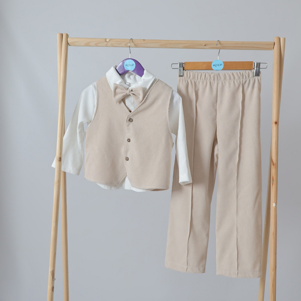 Детский праздничный костюм для мальчика (жилетка+брюки+рубашка+бабочка) Белый БежевыйMROU 62 Каменец-Подольский - изображение 2