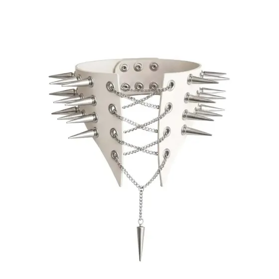 Чокер комір з шипами Art of Sex - Ariadne, натуральна шкіра, колір білий, L-2XL Львов