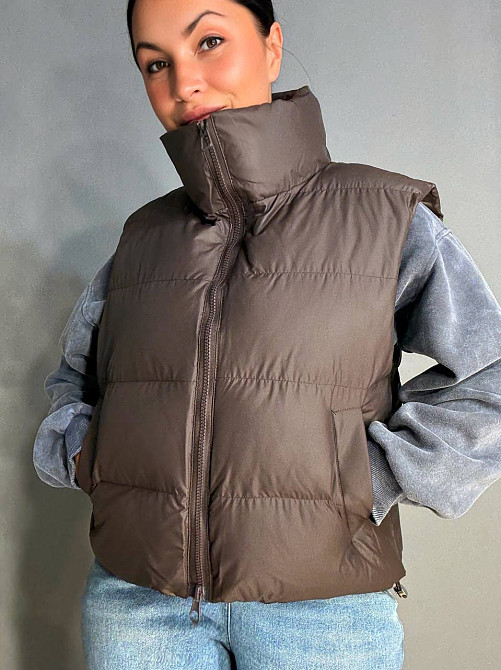 Жилетка жіноча A-N 10013 дута без капюшона коричнева, коричневий, 42 Київ - фото 9