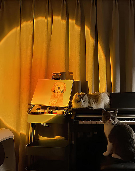 Проекційна нічна лампа Захід RESTEQ RGB — атмосферний настільний світильник з 3 кольорами та 12 відтінками, 27 см Київ - фото 9