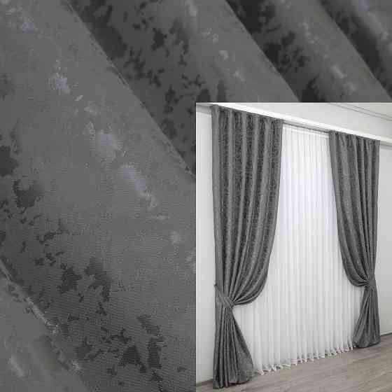 Комплект готовых штор VR-Textil Лен мрамор Pavliani ХО № 1264ш Серый 100х280 см 2 шт (31-162) Киев
