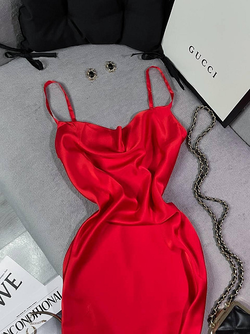 Женское романтическое элегантное платье шелк Красный, 42/44 Одесса - изображение 6