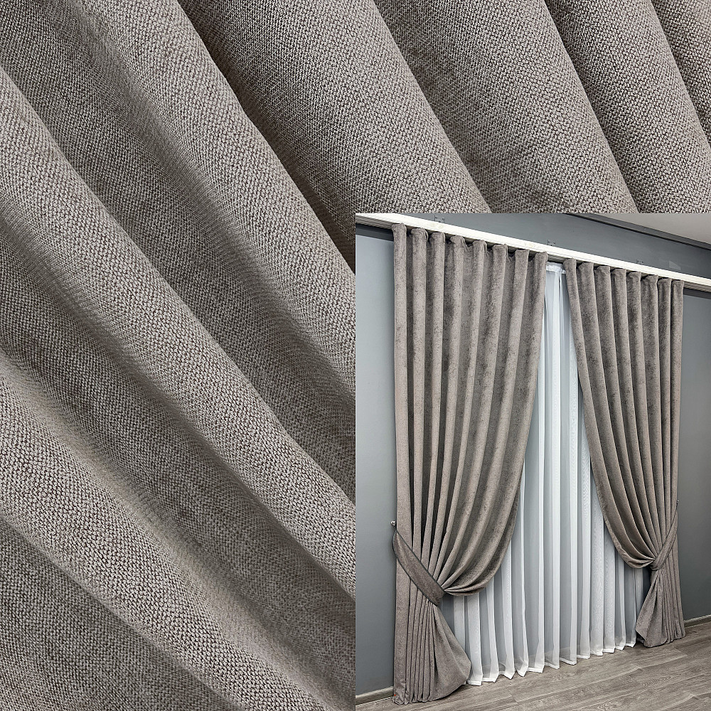 Комплект готовых штор VR-Textil Шенилл премиум VELMIRA Rich № 1927ш Пепельный 200х290 см 2 шт (32-349) Киев - изображение 1