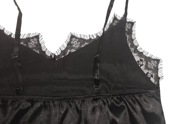 Стрейчева піжама жіноча атласна з мереживом Чорний XS/S Харків