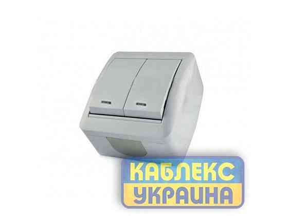 Выключатель 2кл. с подсветкой Белый Premiera внешний IP-44 ТМ GISelt Киев